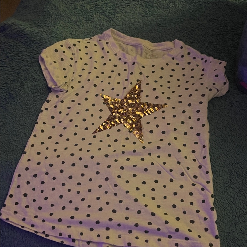 Cat & Jack White Polka Dot Tee with Gold Star